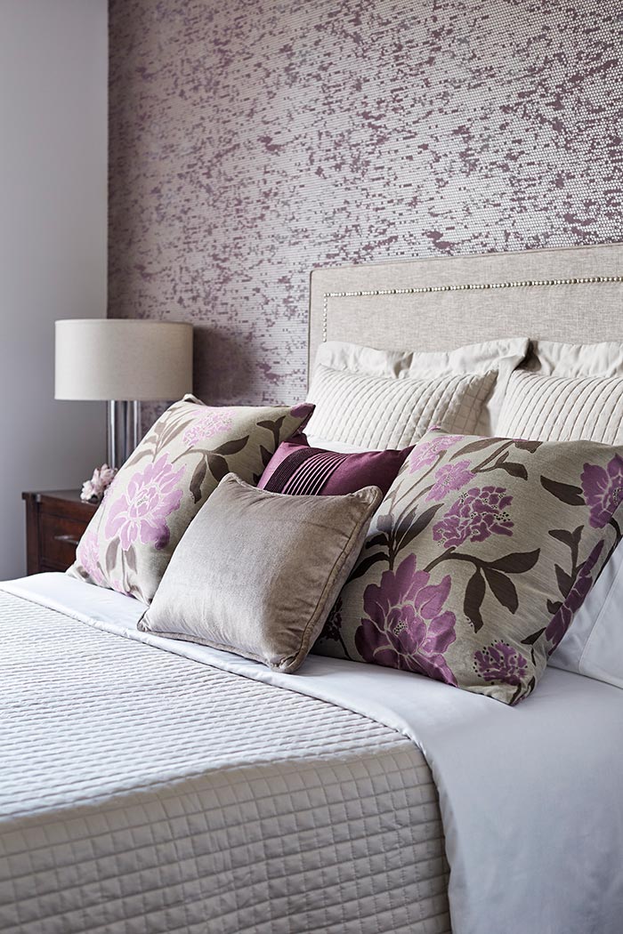 DFCL - Toronto's Luxury Interior Decorator Showcases 5 Bedrooms with Accent Wallpaper - Purple and Silver Dots