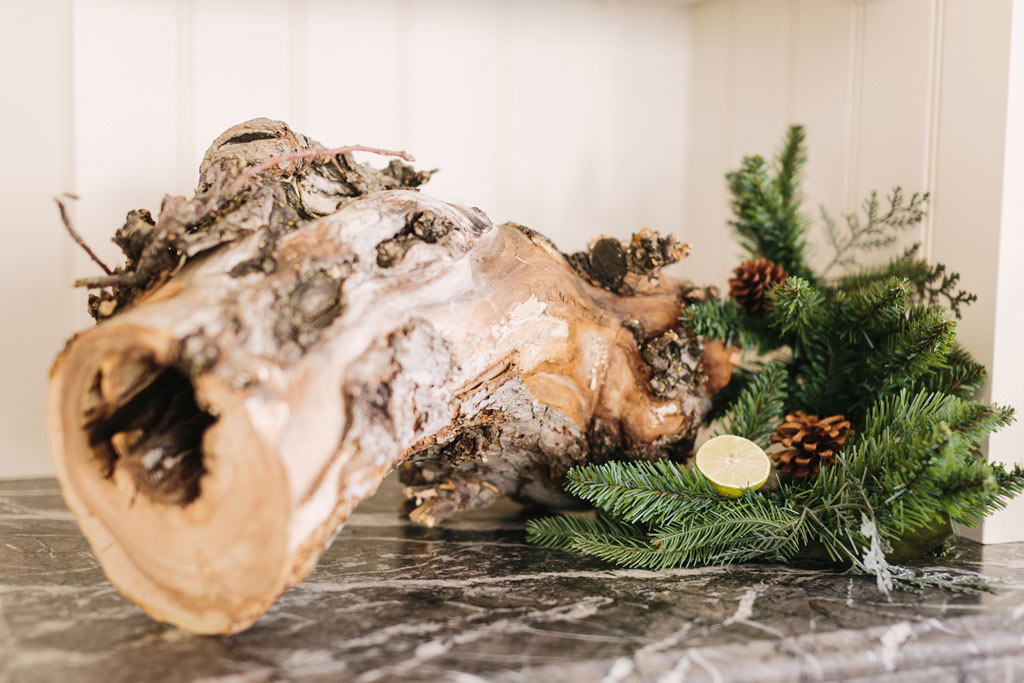 Design for Conscious Living - 5 Beautiful Ways to Decorate with Tree Stumps for Christmas - Log