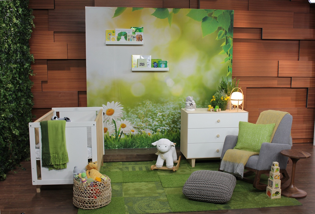 A set photo of the nature inspired nursery designed by Celia. 
